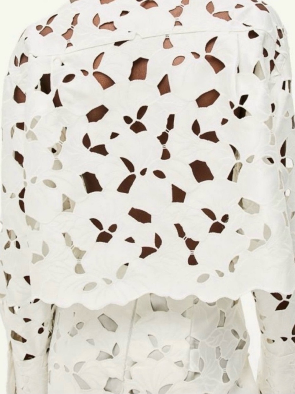 White Laser-Cut Button-Down Top - Picture 4 of 5